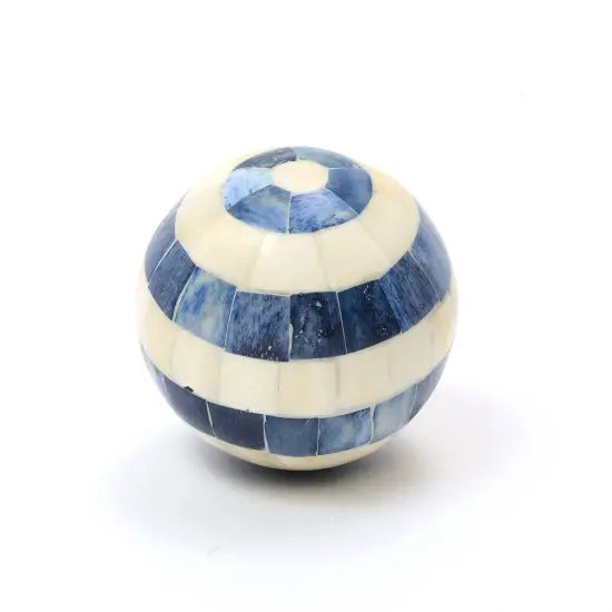 Decorative White and Blue Wooden Ball &ndash; Stylish Accent for Home D&eacute;cor {2}