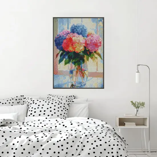 Hydrangea in Glass 5D Diamond Painting Kit for Adults - DIY Full Drill Diamond Art for Beginners - Crystal Craft Kit for Home Wall Decor (11.8x15.7 inch) {3}