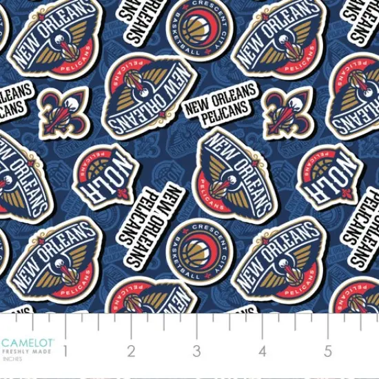 NBA Licensed New Orleans Pelicans Toss Navy Cotton Fabric by the Yard {1}