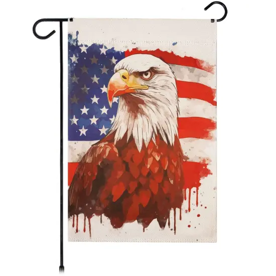 G128 Patriotic Bald Eagle Garden Flag 12x18 In Double Sided Independence Day Yard Garden Lawn Decoration {1}