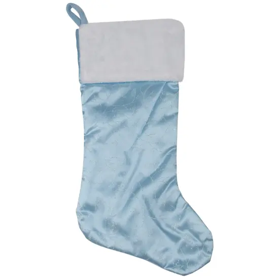 Northlight 20.5-Inch Blue and White Sheer Organza Christmas Stocking with Faux Fur Cuff {3}