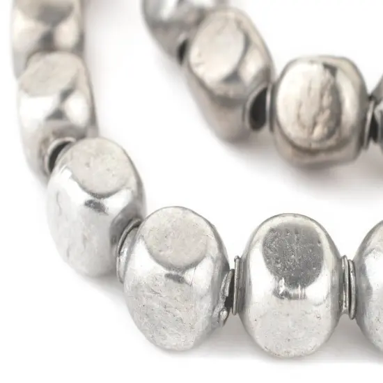 The Bead Chest Silver Rounded Rectangular Hollow Tribal Beads (18mm) {1}