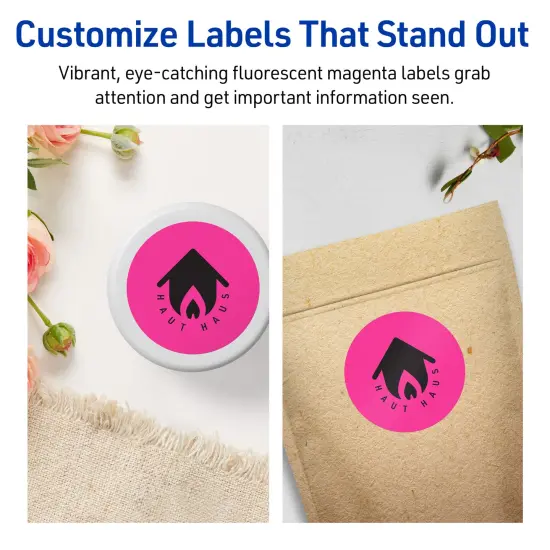 Avery Neon Magenta Paper Labels, 2.75" Diameter Round {3}