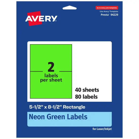 Avery Neon Green Paper Labels, 5.5" x 8.5" Rectangle {1}