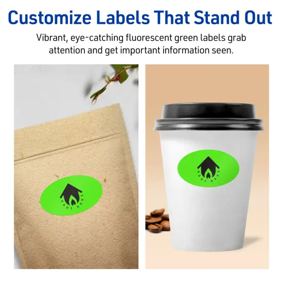 Avery Neon Green Paper Labels, 1-1/8" x 2-1/4" Oval {3}