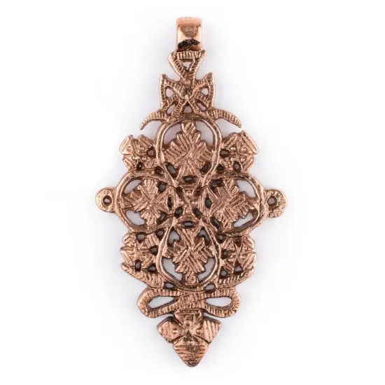 Adama Copper Coptic Cross Pendant (45x85mm): Authentic Ethiopian East African Design for Jewelry & Necklace Making {1}