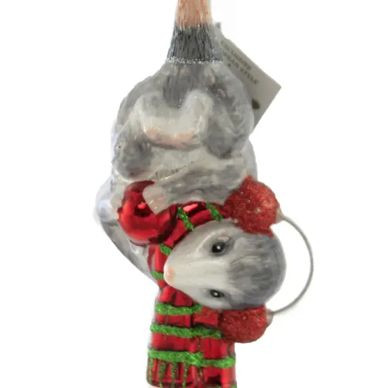 Noble Gems 6.0 Inch Hanging Christmas Opossum Tree Ornament , Winter Marsupial Night Ornament Gray {3}