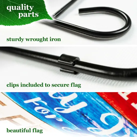 G128 Combo Pack: Garden Flag Stand 36x16IN & Garden Flag Land of the Free Liberty Printed 12x18IN Double Sided {4}