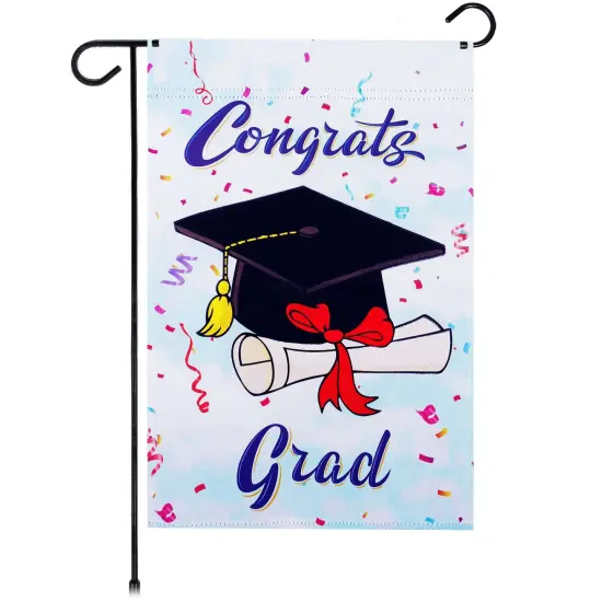 G128 Happy Graduation Congrats Cap Garden Flag 12x18 In Double Sided Graduation Yard Garden Lawn Decoration {1}