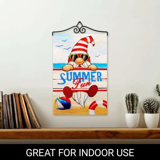 G128 Combo Pack Garden Flag Hanger 14IN & Garden Flag Summer Fun Gnome Printed 12x18IN Double Sided {5}