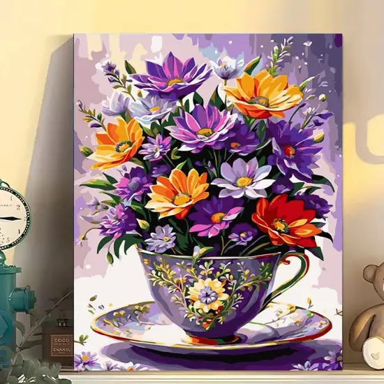 Flowers Paint by Numbers Kit for Adults- Flowers Paint by Number Adult, Floral Acrylic Paint by Number for Gift Home Wall Decor(16x20Inch) {3}