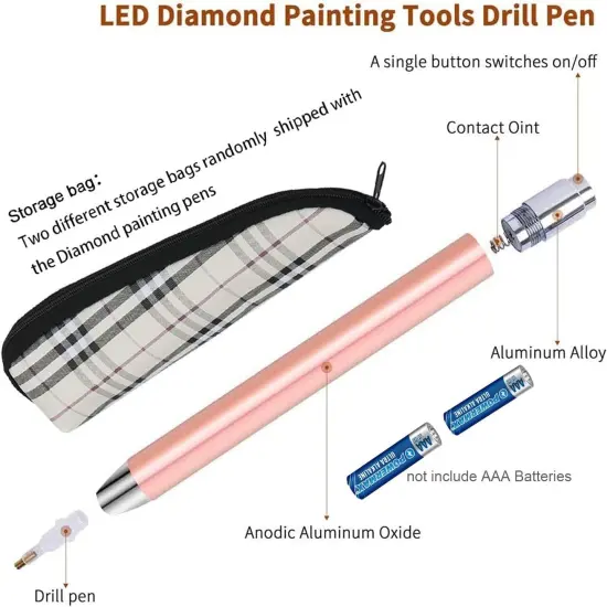 diamond art painting Pen with Light - 3PCS Diamond Dots Painting Tools -Lighting diamond art painting Tools 4 Pen Heads, Storage Bag-Nail Art DIY Decoration Sewing Cross Stitch Accessories {4}