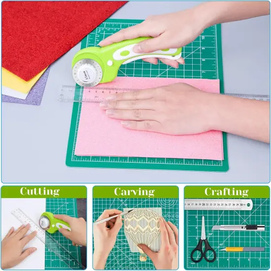 Rotary Cutter Set, Self Healing Sewing Mats Rotary Cutter and Mat 45mm Rotary Fabric Cutter Set with 2 Blades Rotary Cutting Mat for Crafts Fabric Quilting Hobby (9" x 12" (A4)) {2}