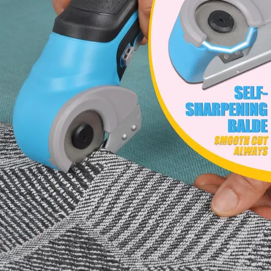 Rotary Electric Scissors, 4V 2.5Ah High-Capacity Battery Rechargeable Cardboard Cutter with Rapid Charger and Hard Carrying Case for Cutting Fabric, Carpet, Leather, Felt, Cardboard {5}