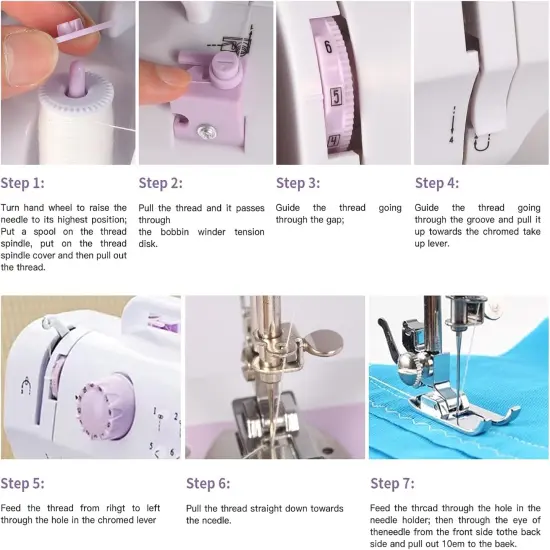Sewing Machine for Beginners with Extension Table and Sewing Supplies Set,Portable Kids Sewing Machine with Foot Pedal,2 Speeds/12 Stitch Patterns/Tangential Barrel Seam Function/Light/Drawer {4}