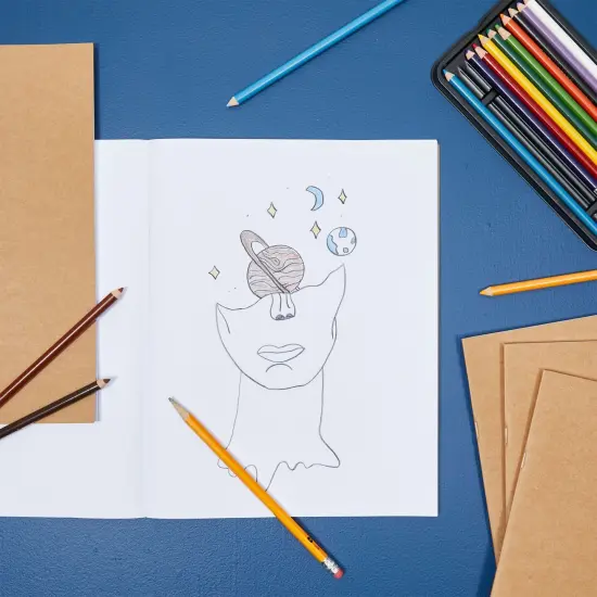 24 Pack Blank Notebook Bulk, Brown Unlined Kraft Paper Journals for Kids Drawing, Sketching, Sketchbooks for Students to Write Stories, Classroom Supplies - A4 8.5x11 inch Letter Size Large {2}