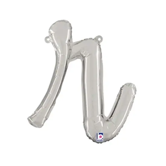 Betallic&reg; 14 Inch Script Letter R Silver Air Fill Only Balloon {1}