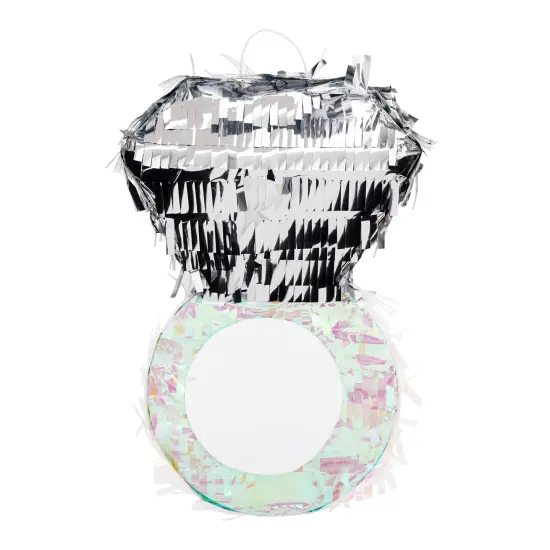 Diamond Ring Pinata for Bridal Shower Centerpieces, Engagement Decorations, Bachelorette Party Supplies (7.2 x 7.1 x 11.0 In) Silver {6}