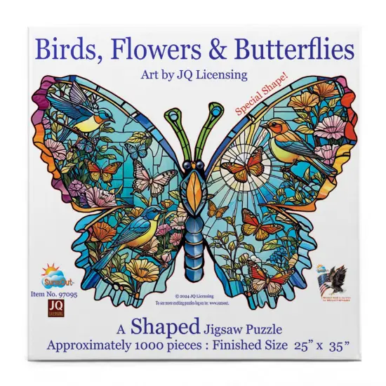 Sunsout Birds, Flowers and Butterflies 1000 pc Special Shape Jigsaw Puzzle 97095 {4}
