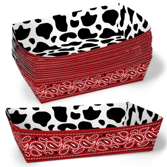 Big Dot of Happiness Western Hoedown Party Paper Food Trays, Disposable Double-Sided Food Holders for Nachos, Hot Dogs, French Fries - 12 Ct {1}