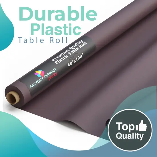 Exquisite Plastic Table Cover Roll &ndash; 40" x 100' Disposable Tablecloth Roll &ndash; Premium Thick 0.5 MIL Plastic Banquet Roll &ndash; Party Table Cover Roll for Events & Catering Brown {5}