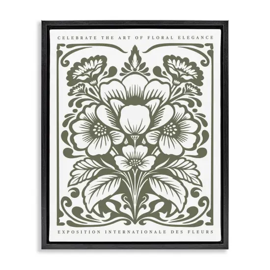 Stupell Industries Green Outline Floral Bouquet Floating Frame By Lettered and Lined {7}