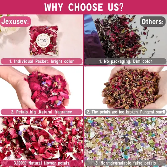 20 Pack Biodegradable Confetti, Dried Flower Petals (Red Rose & Lavender & Marigold) {5}