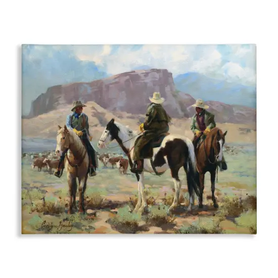 Stupell Industries Cowboy Group with Cattle Canvas By Carolyne Hawley {1}