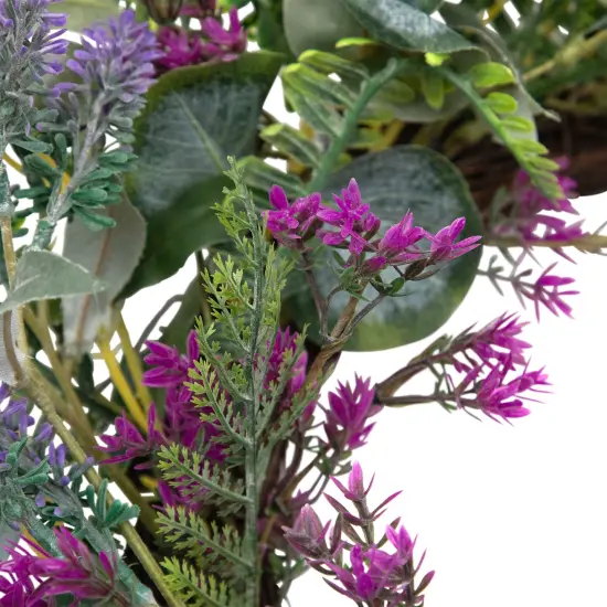 Northlight Lavender and Mixed Foliage Artificial Floral Spring Wreath, Purple and Green - 22-Inch {7}