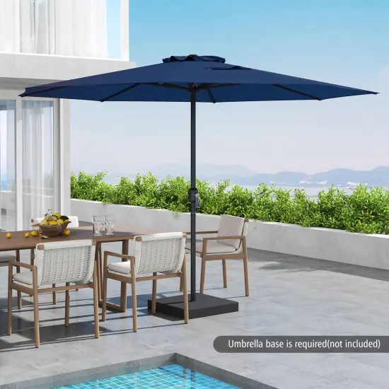 12 Feet Patio Umbrella, Fabric, Crank Handle, 8 Sturdy Ribs, Outdoor Shade for Garden & Deck Navy {2}