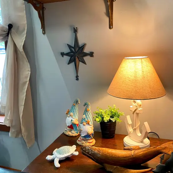 Coastal White Anchor Table Lamp 19" Nautical Beach Decor with Shade {7}