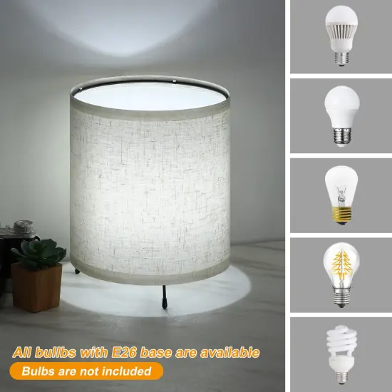 2PCS Night Light Dimmable Nightstand Lamp Linen Plug-In {3}