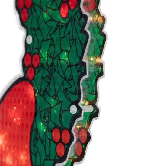 Northlight Lighted Holographic Christmas Wreath Window Silhouette Decoration - 15" Green {7}
