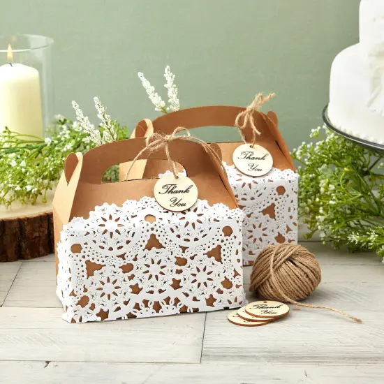 100-Pack Thank You Wood Tags with Twine for Wedding and Baby Shower themed Party Favors, 1.5 Inches Brown {2}