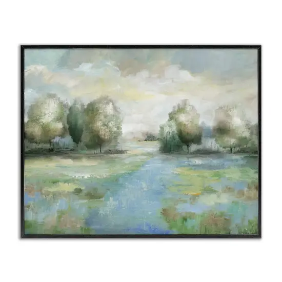 Stupell Industries Abstract Rural Meadow Stream Framed Giclee By Nan {1}