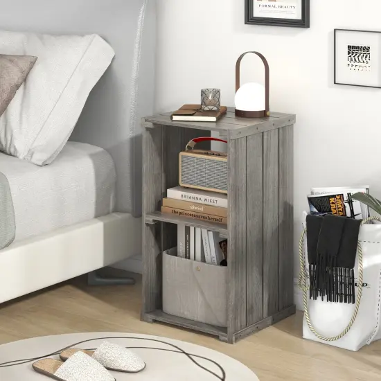 2-Cube Storage Shelf with Open Back and 3-Tier Shelf Light grey {6}