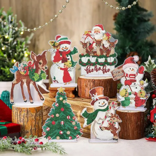 6 Pcs Christmas Diamond Painting Sign Set Diamond Painting Kits {3}