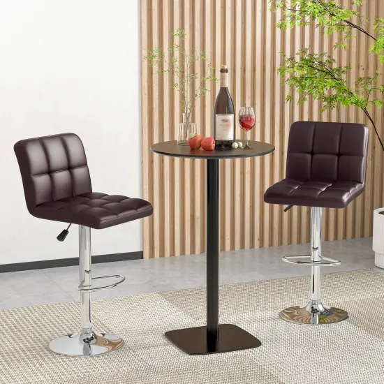 Modern Bar Stools Set of 2 with Back Support, Heavy-Duty Metal Base, Footrest, and Adjustable Height Brown {2}