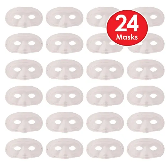 24 Pack Bulk Mardi Gras White Half Mask {6}