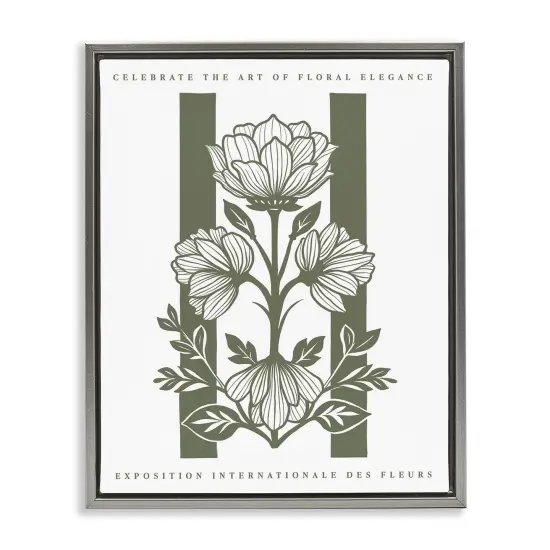 Stupell Industries Symmetrical Blossoms on Green Floating Frame By Lettered and Lined {1}