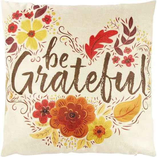 Set of 4 Thanksgiving Throw Pillow Covers with Seasonal Fall Quotes, 4 Autumn Designs (17 x 17 In) Multicolor {4}