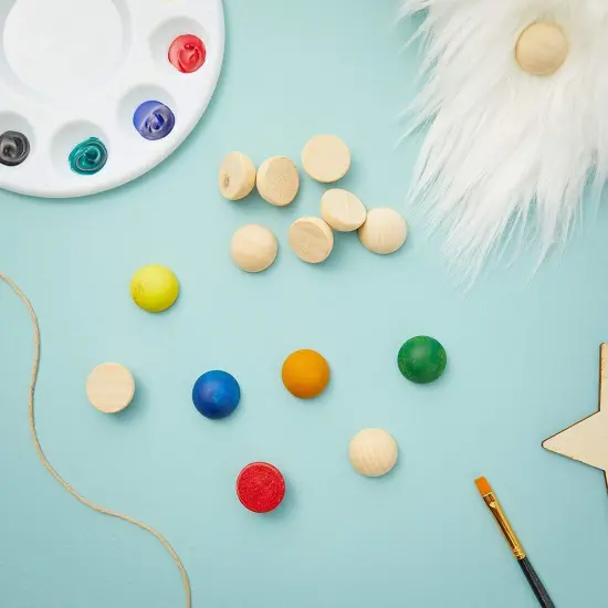 100 Pack Half Wooden Spheres for Crafts, 1-Inch Split Wood Balls for Home Decor, Gnome Noses Brown {7}