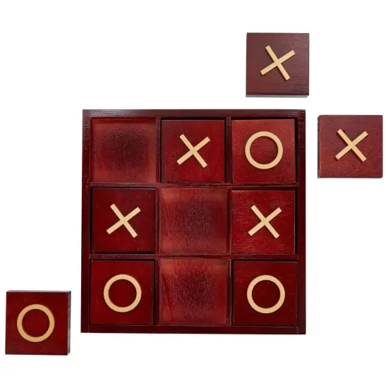 9.5-inch Wooden Tic Tac Toe Game, Decorative Coffee Table Games for Adults and Family Activities {7}