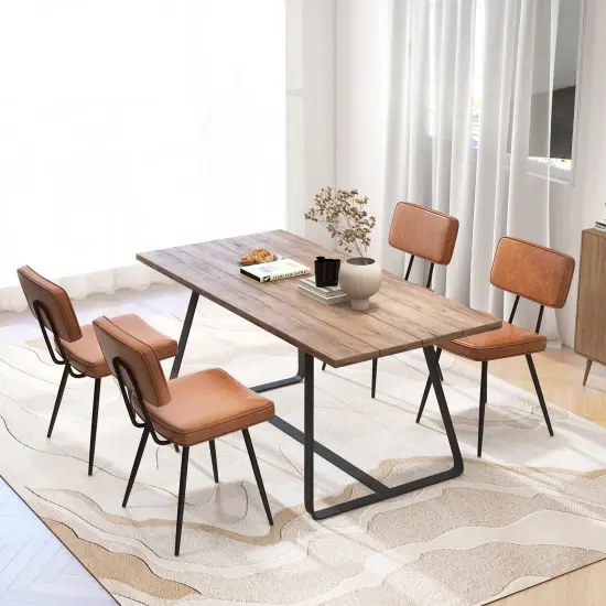 Set of 2 Dining Chairs with Padded Backrest and Seat Comfortable and Stylish Seating Brown {5}