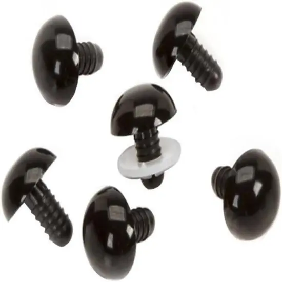 50PCS 18MM 0.7" Black Plastic Solid Safety Eyes with Washer {1}