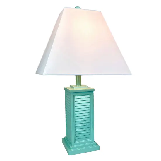 Seafoam Green Shutter Table Lamp 24in Glossy Base 120V 60W Coastal Decor {1}