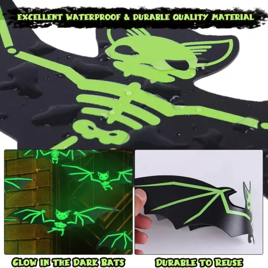 12 Pcs Hanging Bats Halloween Decor - Glow Bats {2}