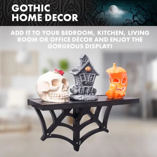 Gothic Halloween Hanging Shelf with Hooks {5}