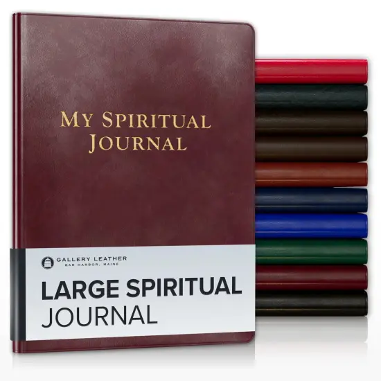 Gallery Leather Large Spiritual Journal - 9.75"x7.5" Acadia Burgundy {1}