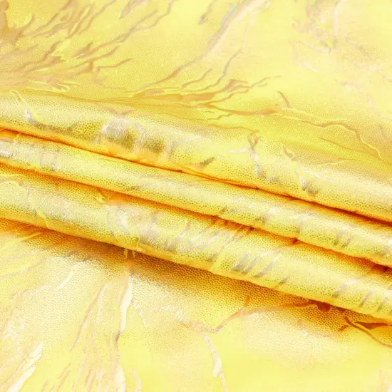 1 Yard Thunder Hologram Spandex Fabric 36" x 60" Length by Width Yellow/Gold - UV {1}